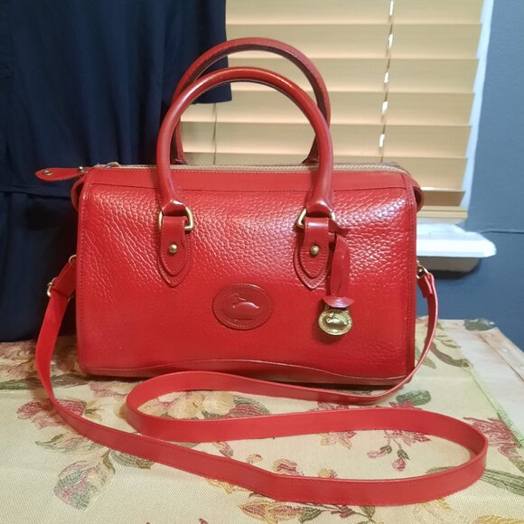 Dooney & Bourke Red Leather Satchel Vintage All Weather Leather - Picture 1 of 16